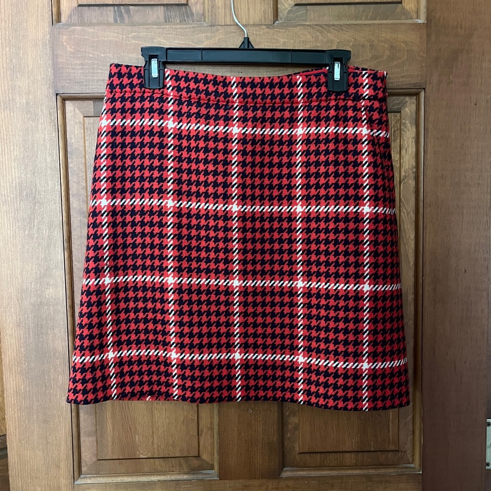 Boden Red & Black Houndstooth Mini Skirt